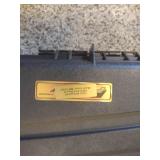 Thompson hard case gun case, Plano hard case gun case, and Thompson Chicago typewriter hard case gun case