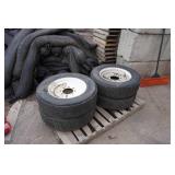 4 - Bobcat Skid Loader Skid Steer Bridgestone Snow Plowing Tires On 8 Bolt Rims