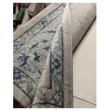Brentwood Light Gray/Blue 11 ft. x 15 ft. Speckled Floral Border Area Rug