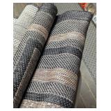 Courtyard Natural/Black 8 ft. x 10 ft. Solid Striped Indoor/Outdoor Patio Area Rug