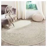 Adirondack Ivory/Sage 6 ft. x 6 ft. Round Border Area Rug