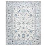 Brentwood Light Gray/Blue 11 ft. x 15 ft. Speckled Floral Border Area Rug