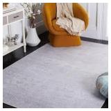 Tucson Beige 8 ft. x 10 ft. Machine Washable Border Floral Area Rug