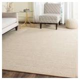 Natural Fiber Marble/Linen 8 ft. x 8 ft. Square Border Area Rug