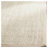 Natural Fiber Marble/Linen 8 ft. x 8 ft. Square Border Area Rug