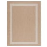Beige White 8 x 10 Border Indoor/Outdoor Area Rug