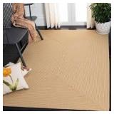 Braided Beige/Tan 8 ft. x 8 ft. Solid Color Gradient Square Area Rug