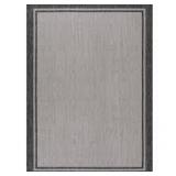 Hawaii Grey/Black 8 ft. x 10 ft. Bordered Indoor/Outdoor Area Rug