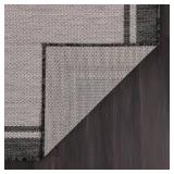 Hawaii Grey/Black 8 ft. x 10 ft. Bordered Indoor/Outdoor Area Rug