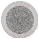 Braided Gray/Black 7 ft. x 7 ft. Round Striped Area Rug