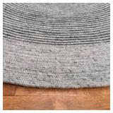 Braided Gray/Black 7 ft. x 7 ft. Round Striped Area Rug