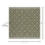 Courtyard Green/Gray 7 ft. x 7 ft. Diamond Lattice Indoor/Outdoor Patio Square Area Rug