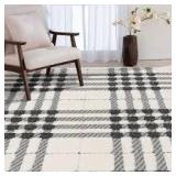 Shag Black and White 5 ft. x 7 ft. Menswear Polypropylene Area Rug