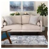 Adare Blue 7 ft. x 9 ft. Painterly Polyester Area Rug