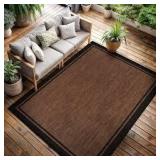 Black/Brown 5 x 7 Border Indoor/Outdoor Area Rug