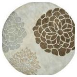 Soho Light Grey 6 ft. x 6 ft. Round Floral Area Rug