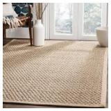 Natural Fiber Tan/Beige 8 ft. x 8 ft. Square Border Area Rug