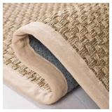 Natural Fiber Tan/Beige 8 ft. x 8 ft. Square Border Area Rug