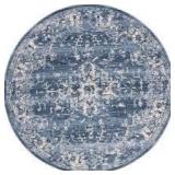 Charleston Navy/Cream 7 ft. x 7 ft. Round Distressed Border Area Rug