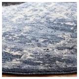 Charleston Navy/Cream 7 ft. x 7 ft. Round Distressed Border Area Rug