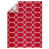 Miami Red White 8 ft. x 10 ft. Reversible Recycled Plastic Indoor/Outdoor Area Rug