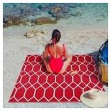 Miami Red White 8 ft. x 10 ft. Reversible Recycled Plastic Indoor/Outdoor Area Rug