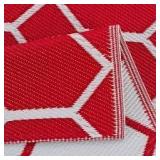 Miami Red White 8 ft. x 10 ft. Reversible Recycled Plastic Indoor/Outdoor Area Rug