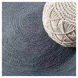 Zara Braided Coastal Cottage Round Jute Blue 6 ft. Round Area Rug