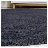 Zara Braided Coastal Cottage Round Jute Blue 6 ft. Round Area Rug