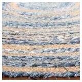 Cape Cod Blue/Natural 5 ft. x 5 ft. Round Distressed Striped Area Rug