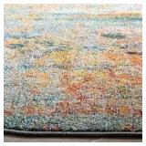 Monaco Teal/Orange 5 ft. x 5 ft. Abstract Round Area Rug