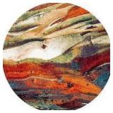 Glacier Red/Green 7 ft. x 7 ft. Geometric Round Area Rug