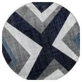 Bristol Zine Navy 7 ft. 10 in. x 7 ft. 10 in. Round Rug