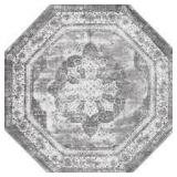 Sofia Salle Garnier Gray 8 ft. x 8 ft. Area Rug - Octagon