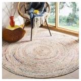 Cape Cod Beige/Multi 5 ft. x 5 ft. Round Border Area Rug