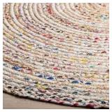 Cape Cod Beige/Multi 5 ft. x 5 ft. Round Border Area Rug