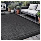 Hawaii Black/Grey 5 ft. x 7 ft. Bordered Indoor/Outdoor Area Rug