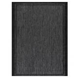 Hawaii Black/Grey 5 ft. x 7 ft. Bordered Indoor/Outdoor Area Rug
