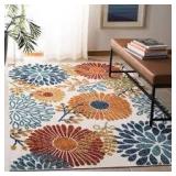Cabana Cream/Red 6 ft. x 9 ft. Floral Leaf Indoor/Outdoor Patio Area Rug