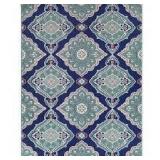 Oak Hill Teal 8 ft. x 10 ft. Medallion Indoor/Outdoor Area Rug