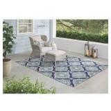 Oak Hill Teal 8 ft. x 10 ft. Medallion Indoor/Outdoor Area Rug