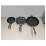 (3) ORIGINAL GREEN PAN SKILLETS