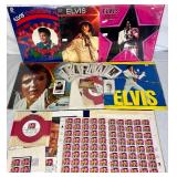 Elvis Presley Bundle - 5 Vinyl Records, Legends of American Music Stamp Collection and Playing Cards