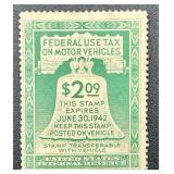 Federal Use Tax on Motor Vehicle Stamps - 4 Stamps 1941