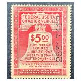 Federal Use Tax of Motor Vehicle Stamps - 1942 - 2 Stamps
