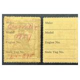 Federal Use Tax on Motor Vehicle Stamps - 1943 - 2 Stamps