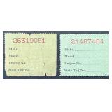 Federal Use Tax of Motor Vehicle Stamps - 1945 - 2 Stamps