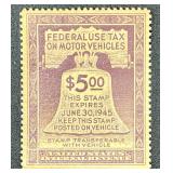 Federal Use Tax of Motor Vehicle Stamps - 1944 - 5 Stamps