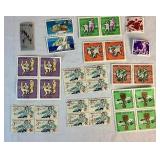Collection of Themed International Stamps of Space, Airplanes, Flowers, Auto, Ships, Trains, Sports, Art and Costumes