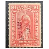 US Internal Revenue $1 Documentary Stamps - 1989 and 1900 Green and Red